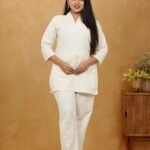 Pure Cotton White Co-Ord Set For Women